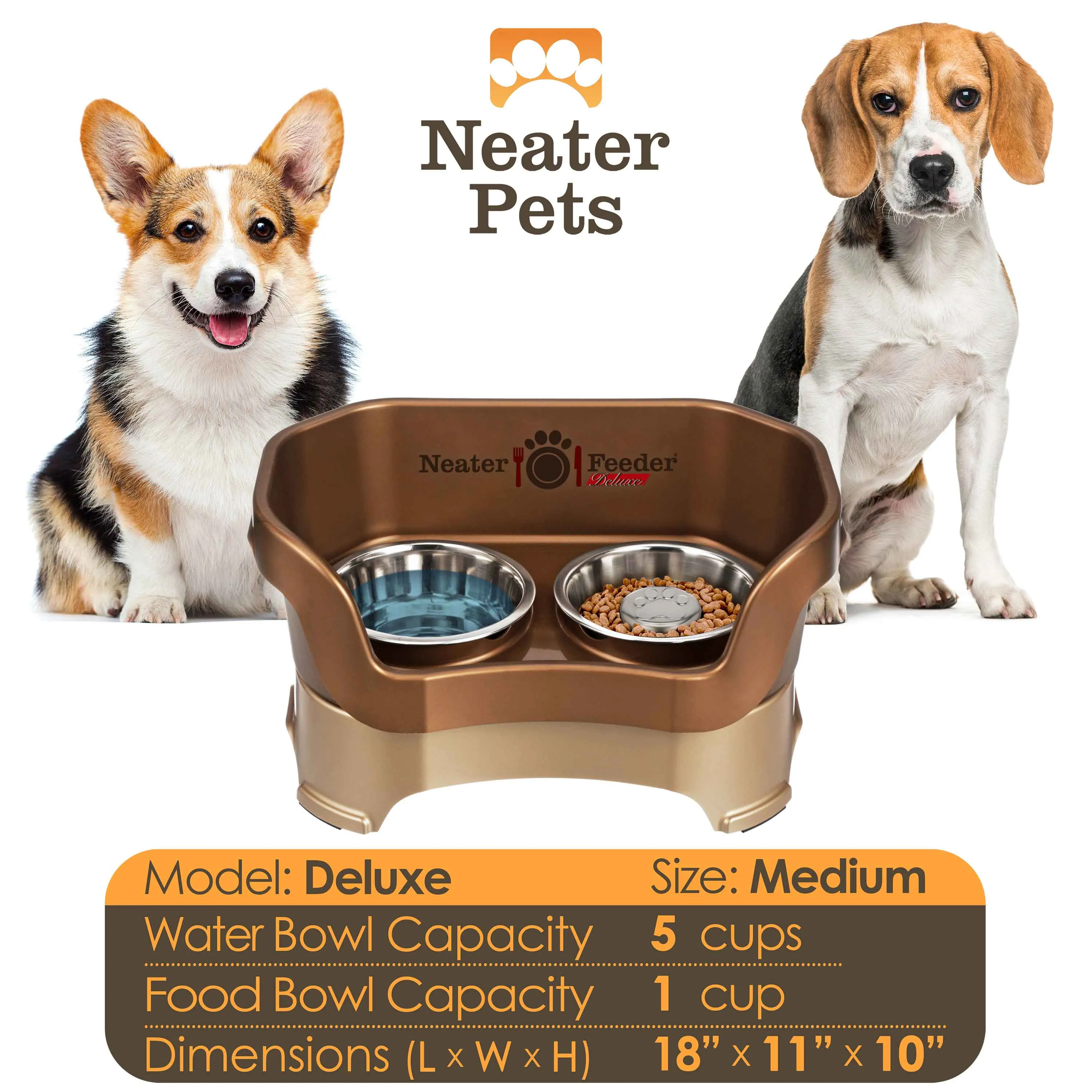 DELUXE Neater Feeder with Stainless Steel Slow Feed Bowl