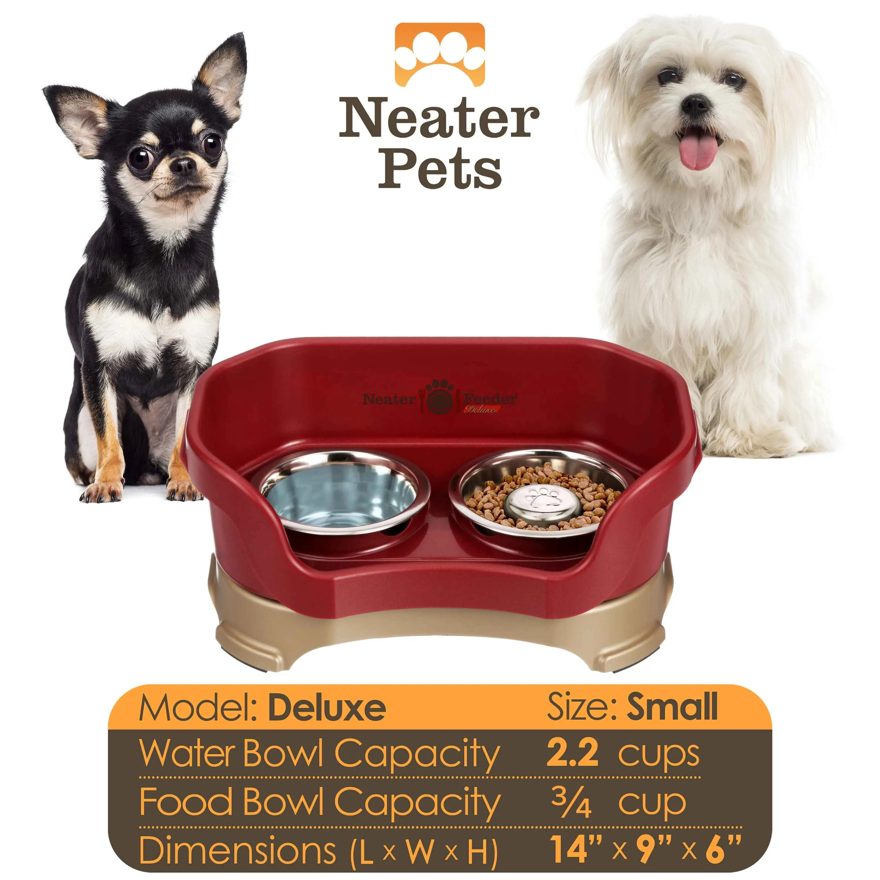 DELUXE Neater Feeder with Stainless Steel Slow Feed Bowl