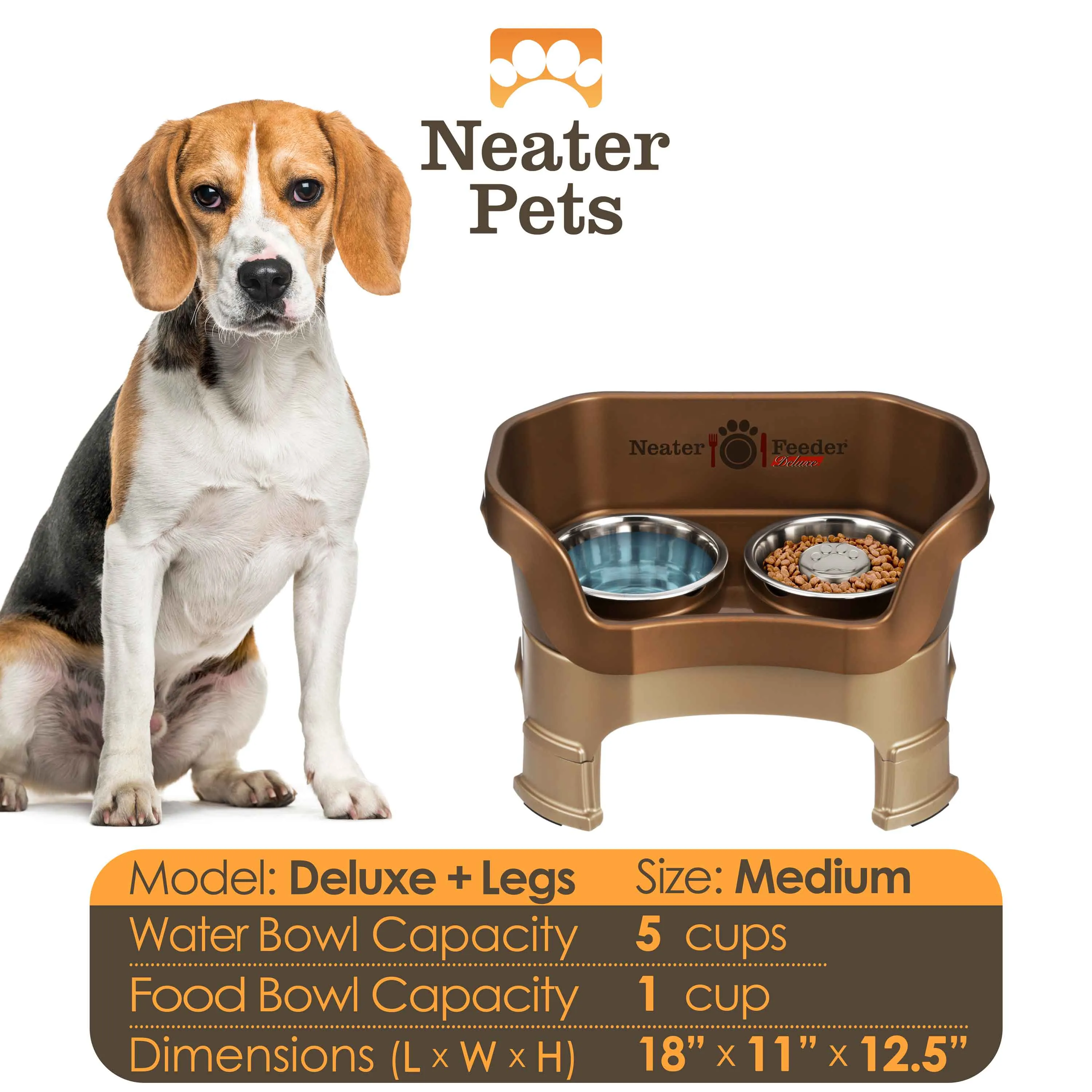 DELUXE Neater Feeder with Stainless Steel Slow Feed Bowl