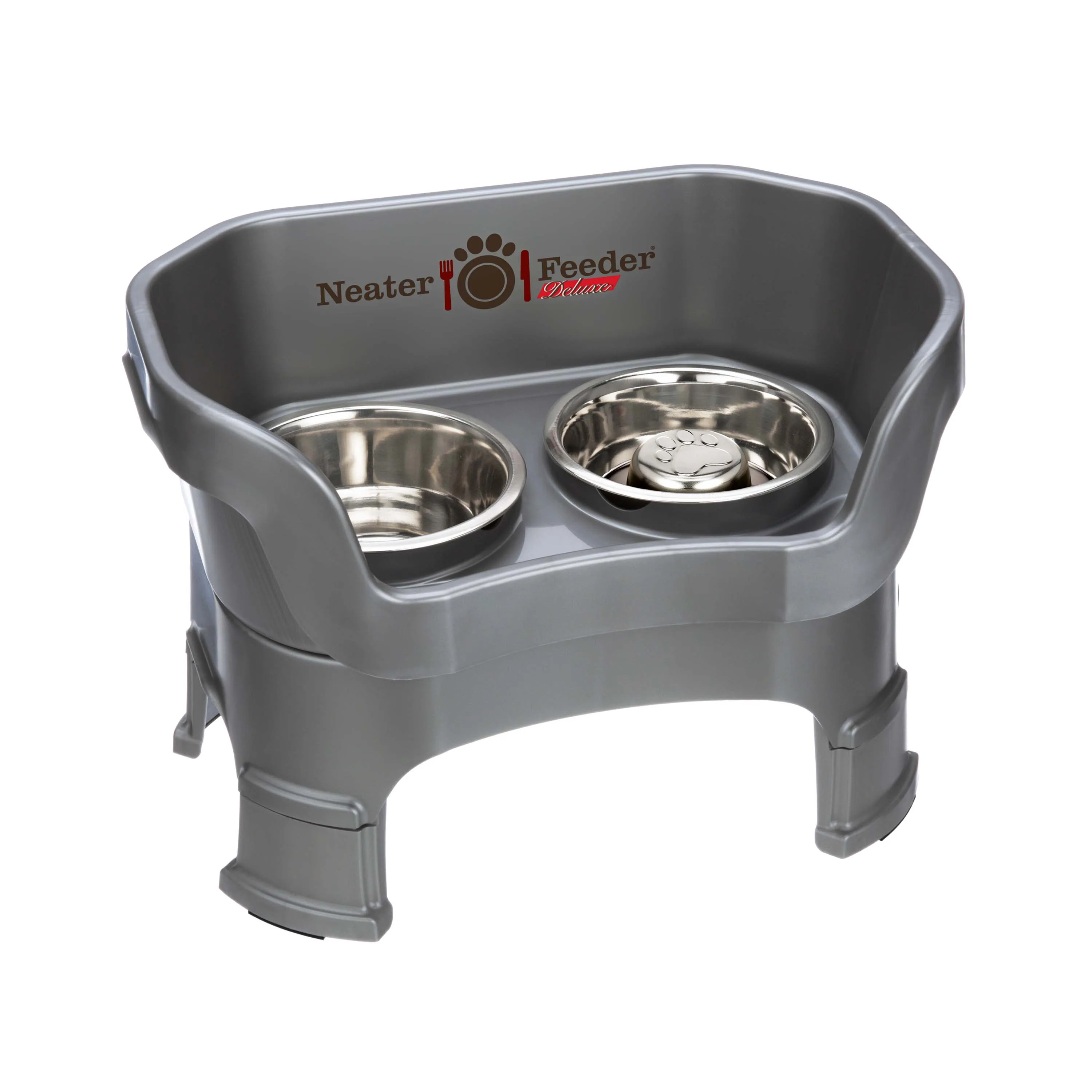 DELUXE Neater Feeder with Stainless Steel Slow Feed Bowl
