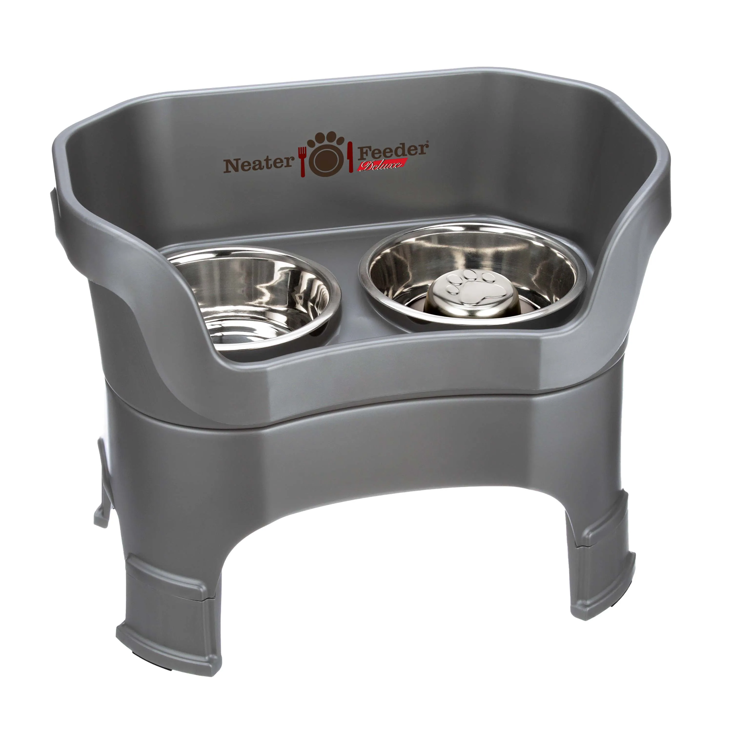 DELUXE Neater Feeder with Stainless Steel Slow Feed Bowl