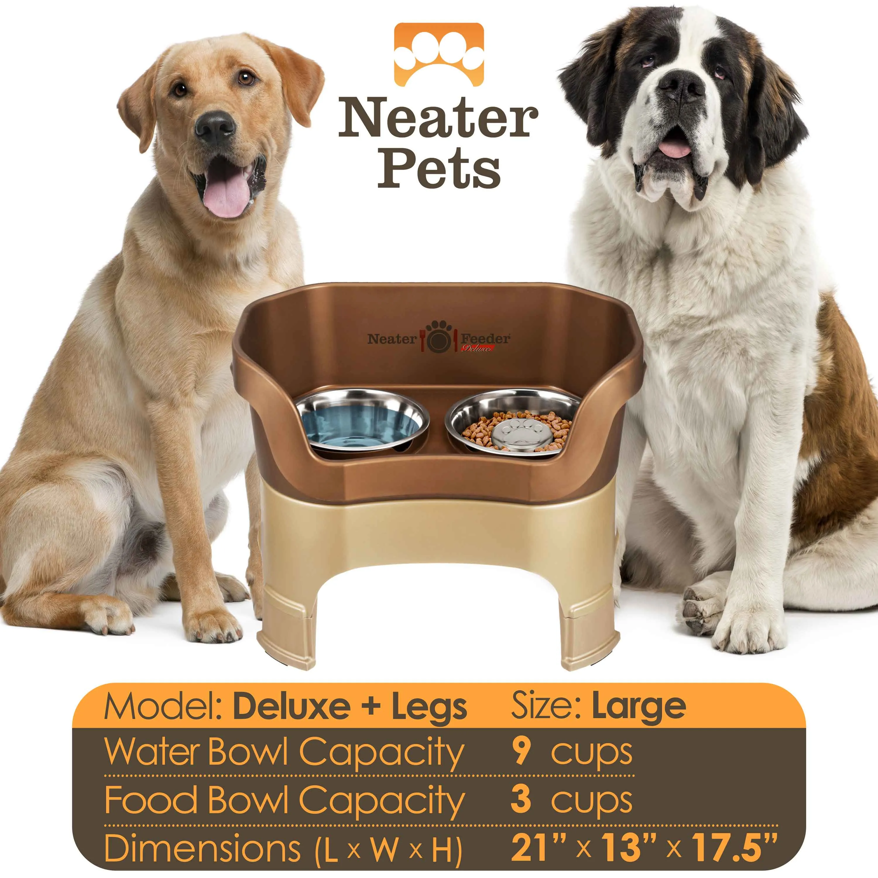 DELUXE Neater Feeder with Stainless Steel Slow Feed Bowl