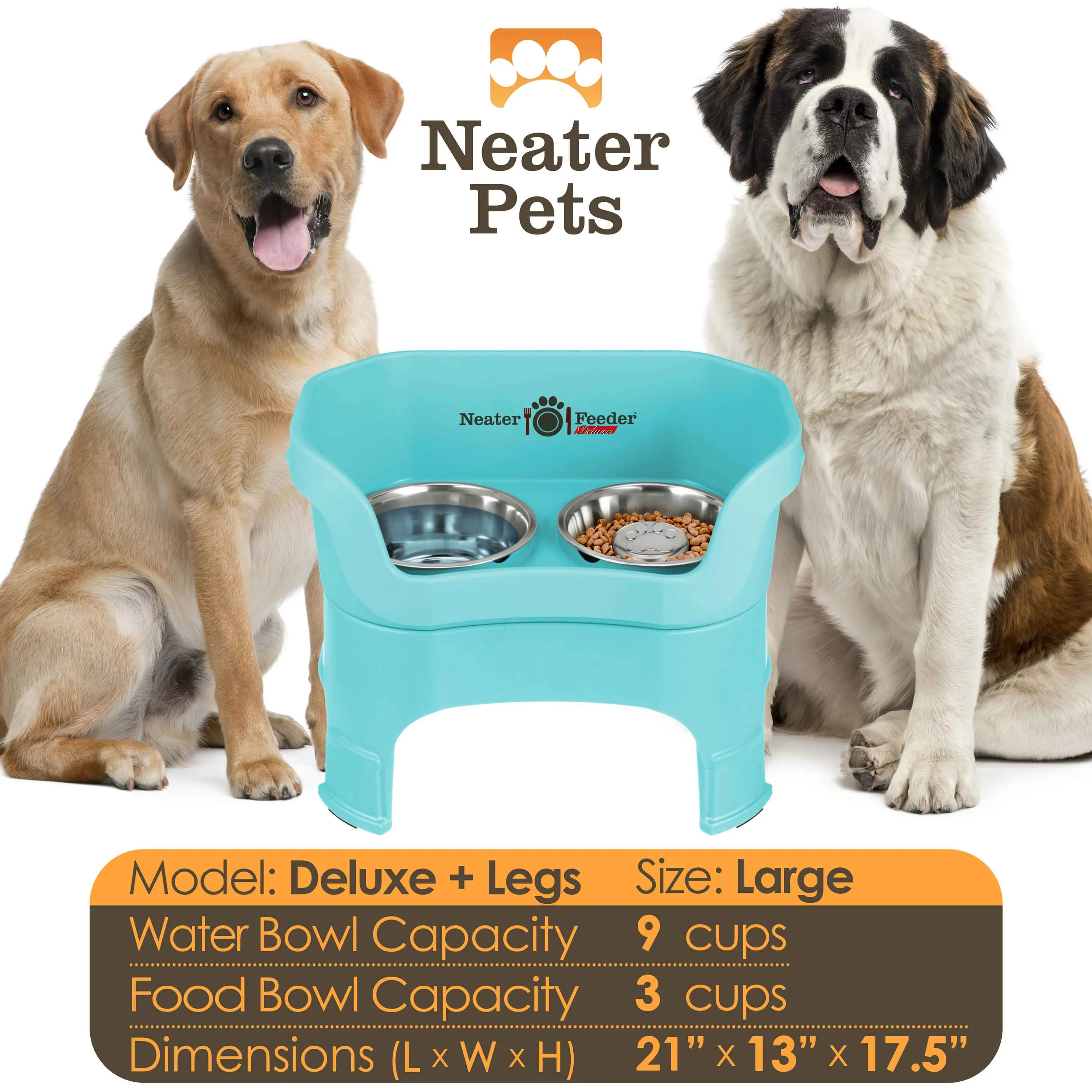 DELUXE Neater Feeder with Stainless Steel Slow Feed Bowl