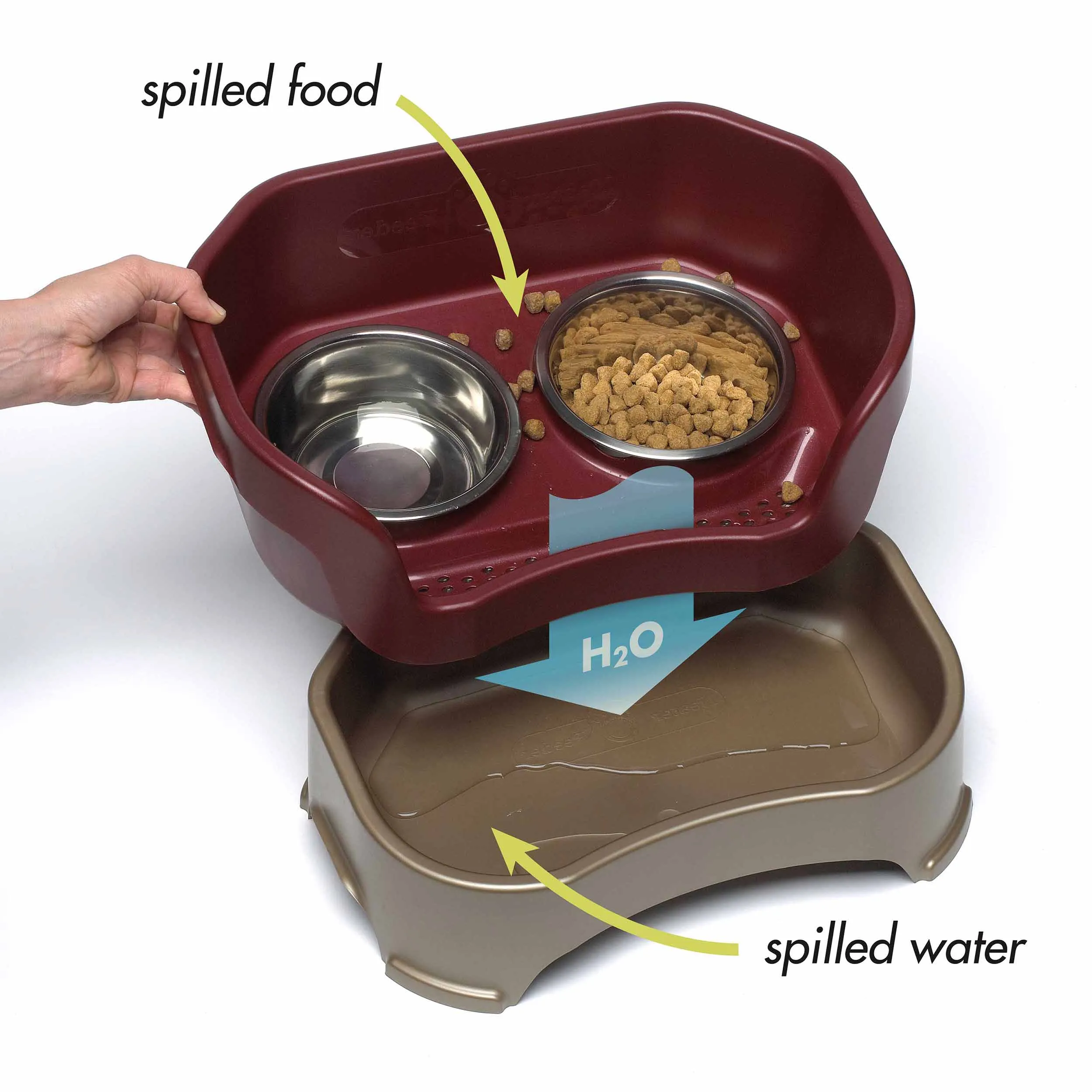 DELUXE Neater Feeder with Stainless Steel Slow Feed Bowl