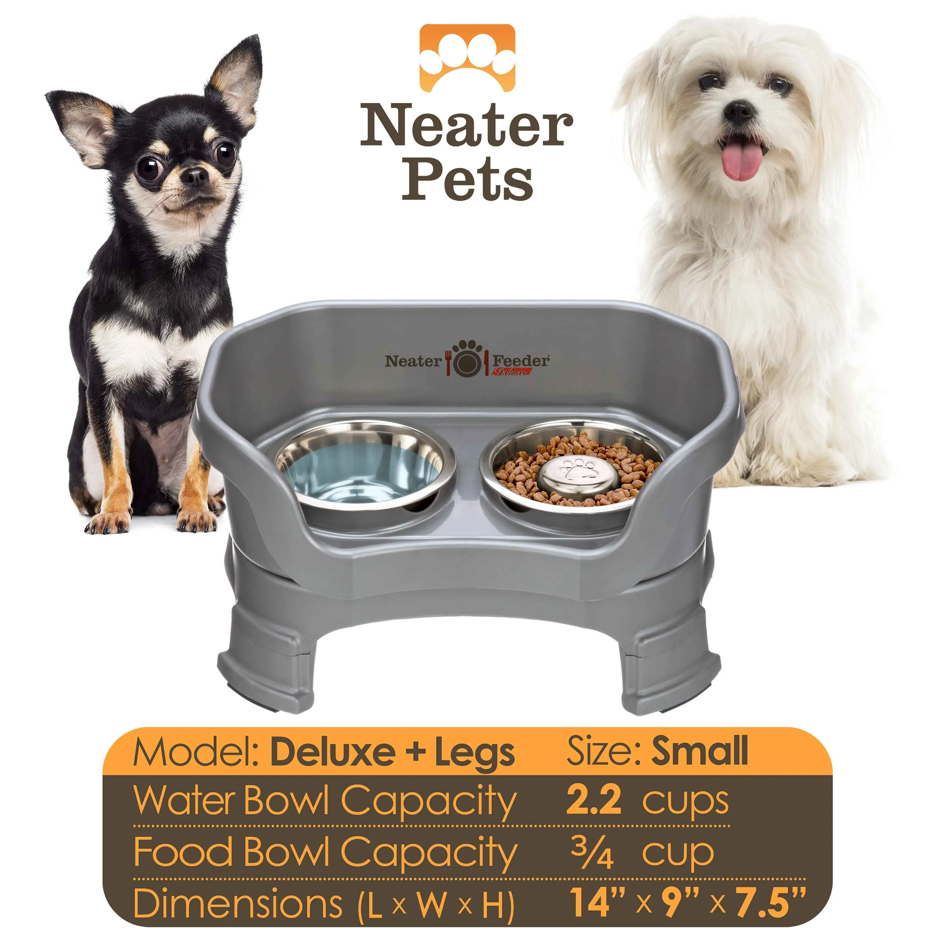 DELUXE Neater Feeder with Stainless Steel Slow Feed Bowl