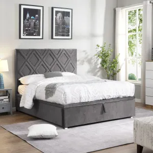 Dublin Ottoman King Size Bed Grey