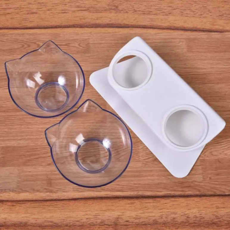 Elevate Mealtime with Our Creative Dual Raised Cat Food Bowls Set!