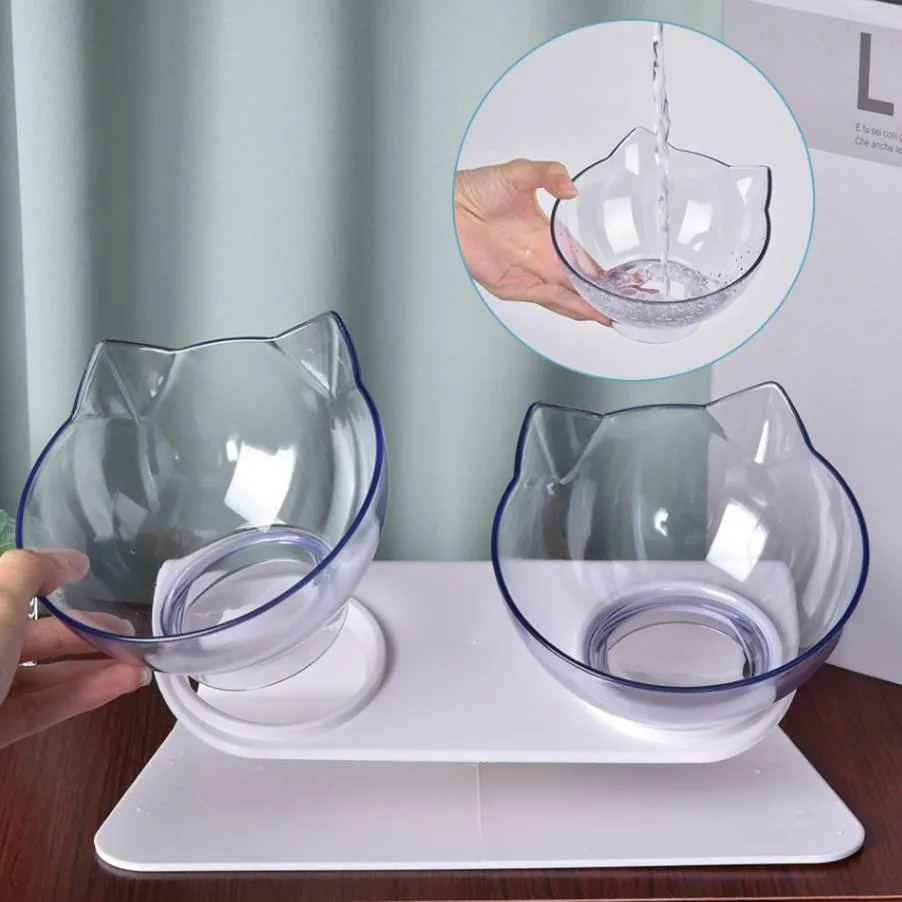 Elevate Mealtime with Our Creative Dual Raised Cat Food Bowls Set!