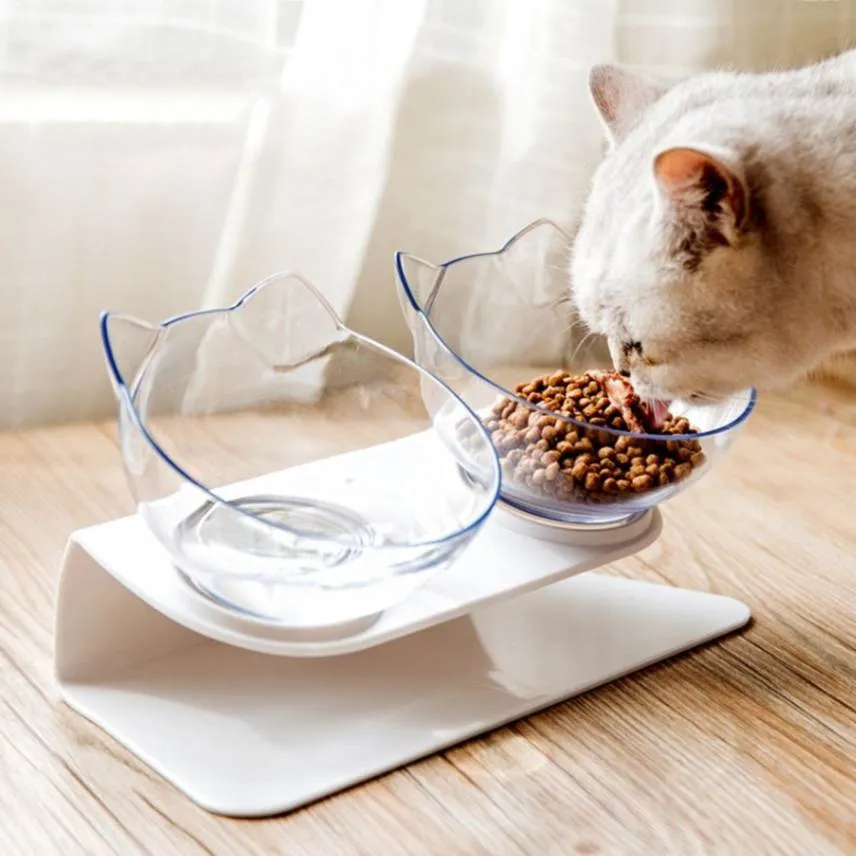 Elevate Mealtime with Our Creative Dual Raised Cat Food Bowls Set!