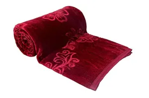 EVERDECOR Balaji Creations Blanket Single Bed (150cms x 225cms) Embossed-Maroon 1.5kg (63x90) Solid Colour Ultra Soft Floral Mink Heavy Winter Blanket