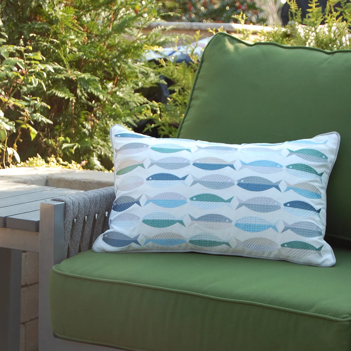Fish Pattern Lumber Indoor Outdoor Pillow