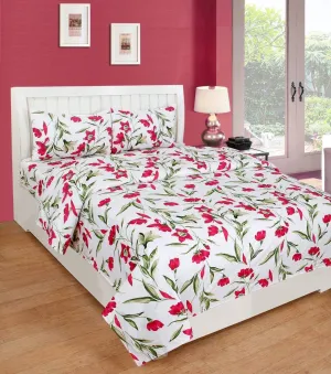 Generic SC 3D Cotton Double Bed Sheet for Double Bed with Two Pillow Covers 160TC(2) 90x100 Inches, Multicolor (White BEDSHEET A_29)