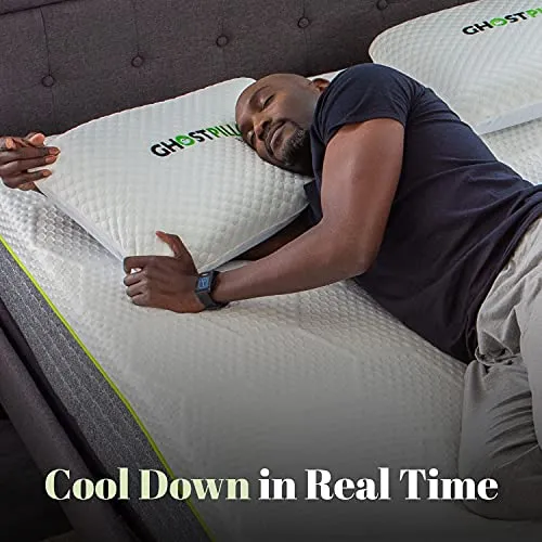 GhostBed Memory Foam Pillow - Cooling & Contouring Gel Memory Foam with Ergonomic Design & Patented Cooling Layer, 1 Pack