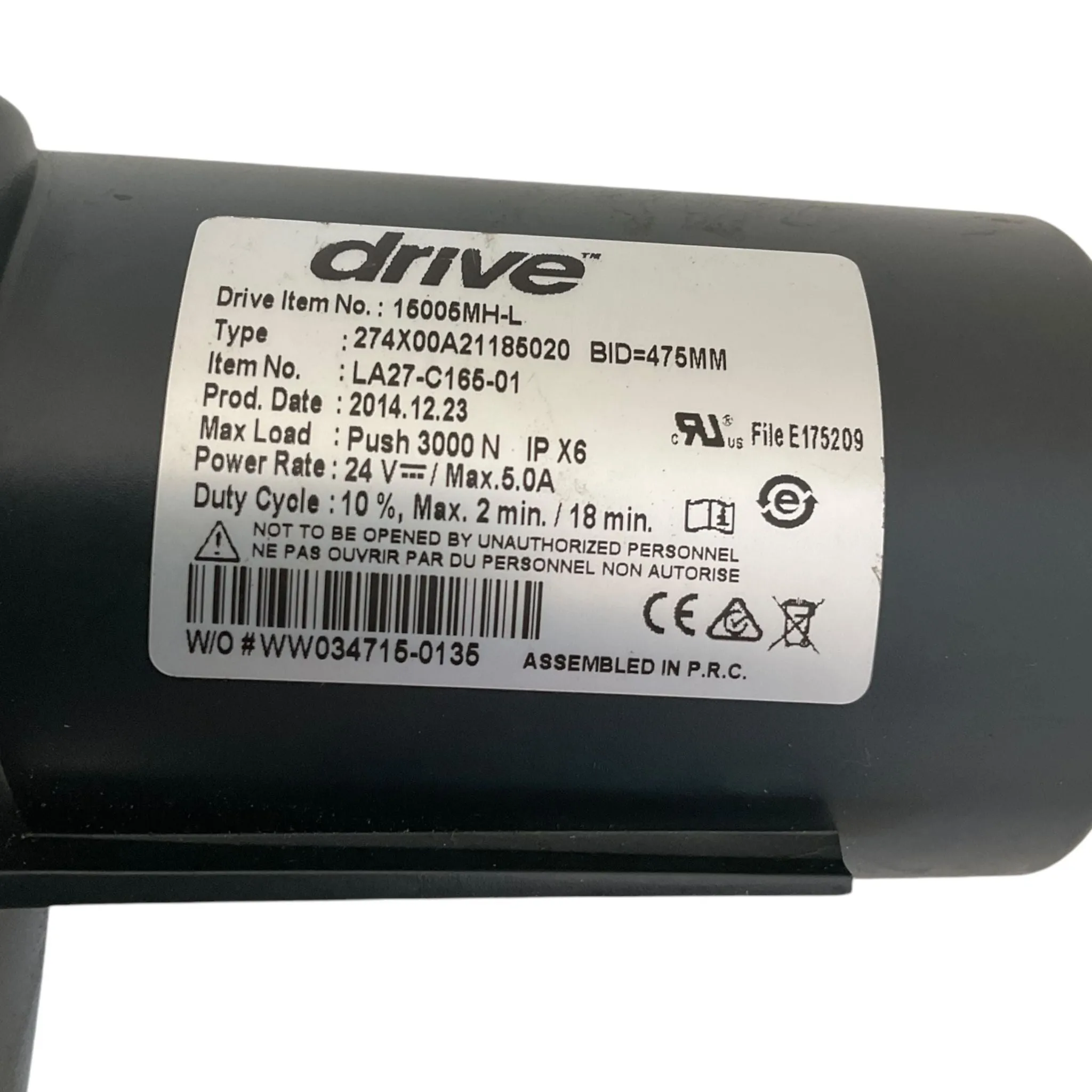 Head Motor Actuator for Drive Medical Semi Electric & Full Electric Low Height Hospital Beds | 15005MH-L
