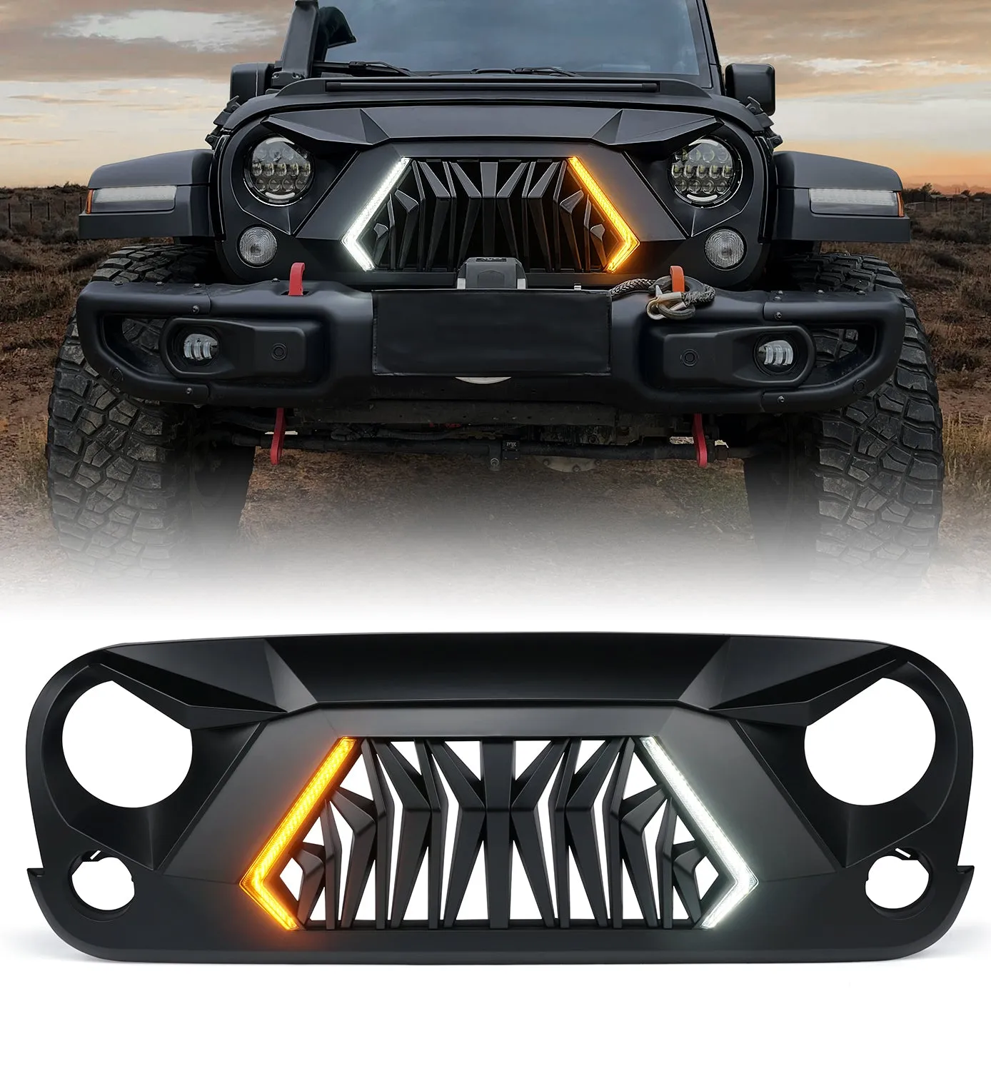 Jeep Grille with Turn Signal Lights for 2007-2018 Jeep Wrangler