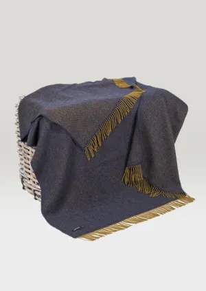 John Hanly Cashmere Merino Throw | Midnight Mustard