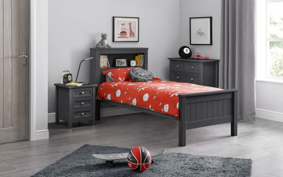 Maine Bookcase Bed Frame 90Cm - Anthracite