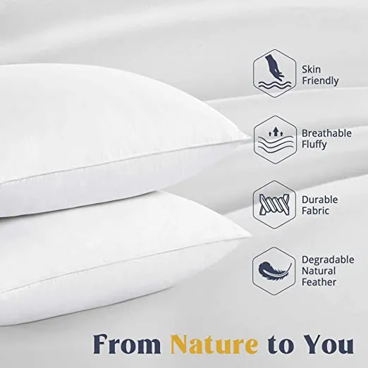 Om Sundaraaya Cotton White 10% Goose Down 90% Feather Pillow 1 Piece Size 20" X 36" (King)