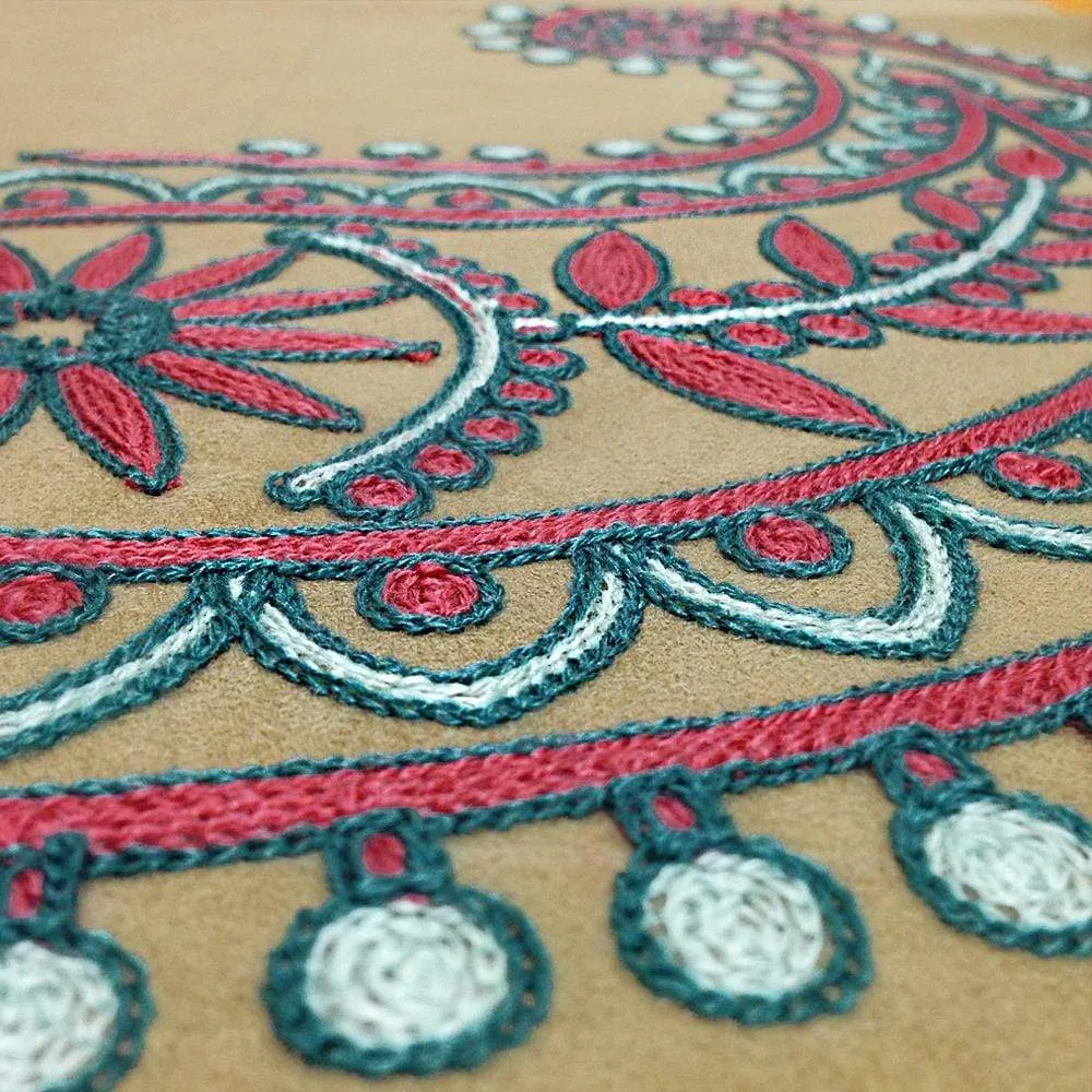Paisley Inspired Embroidery Microsuede Dog Bed Cover