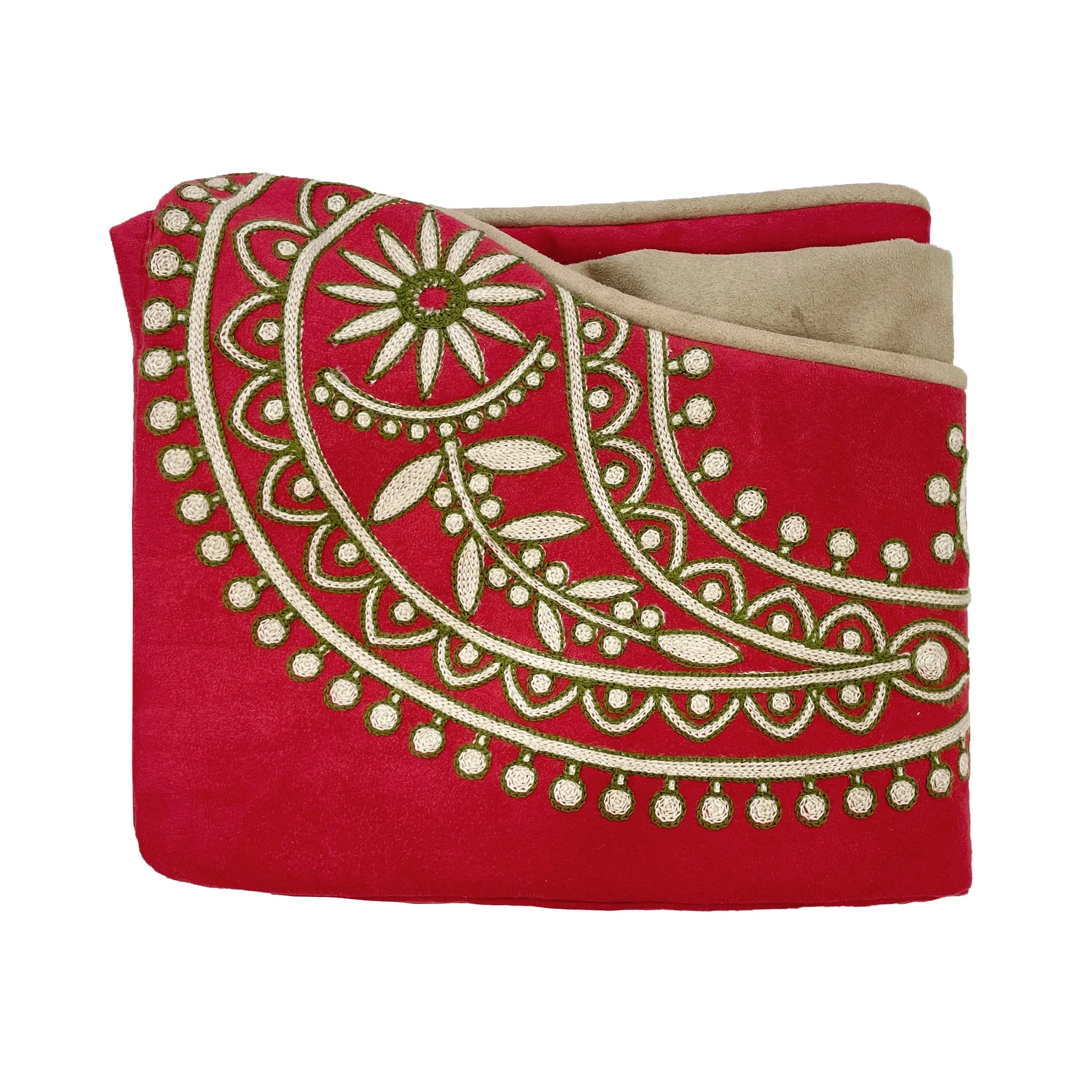 Paisley Inspired Embroidery Microsuede Dog Bed Cover