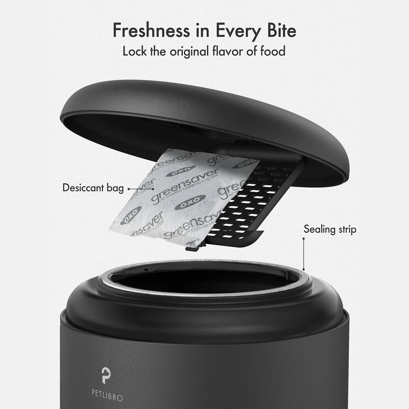 Pelibro Granary Automatic Dual Tray 5L Feeder in Black