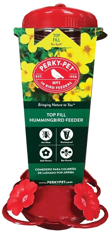 Perky-Pet 138TF Bird Feeder, 24 oz, 4-Port/Perch, Plastic, Clear, 10-3/4 in H :EA: QUANTITY: 1
