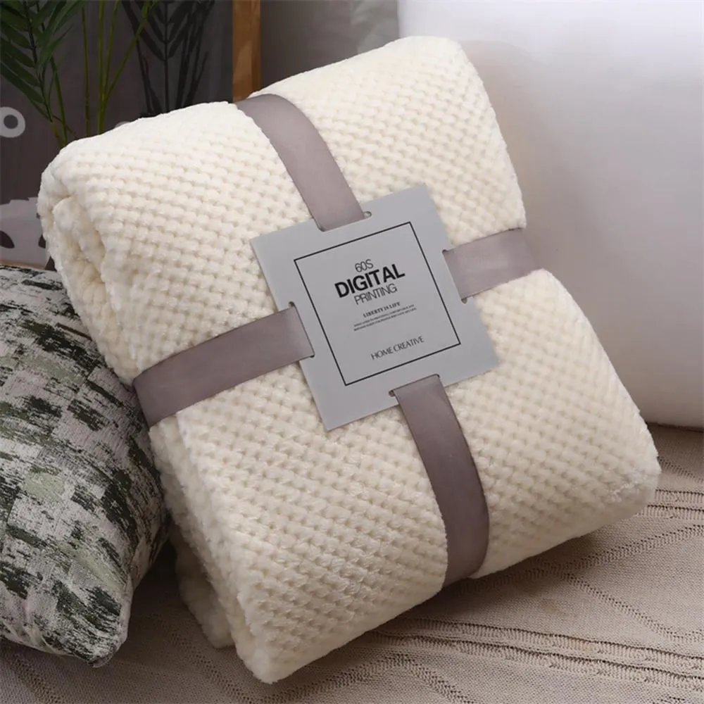 Pineapple Grid Winter Flannel Blanket