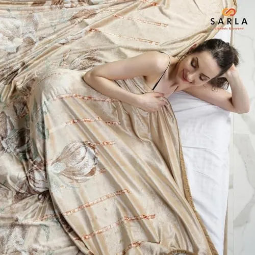 Sarla Jalsa Polyester Premium Plush Summer Single Bed Ac Blanket | 260 GSM Reversible Lightweight Cozy Soft for Bed, Sofa, Couch, Travel & Camping 160X220cm (Design 3)