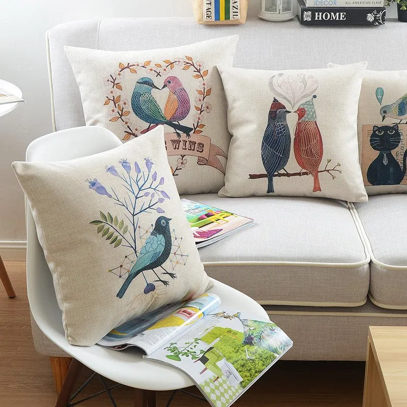 Singing Birds Decorative Throw Pillows, Love Birds Throw Pillows for Couch, Modern Sofa Decorative Pillows for Children's Room, Decorative Pillow Covers