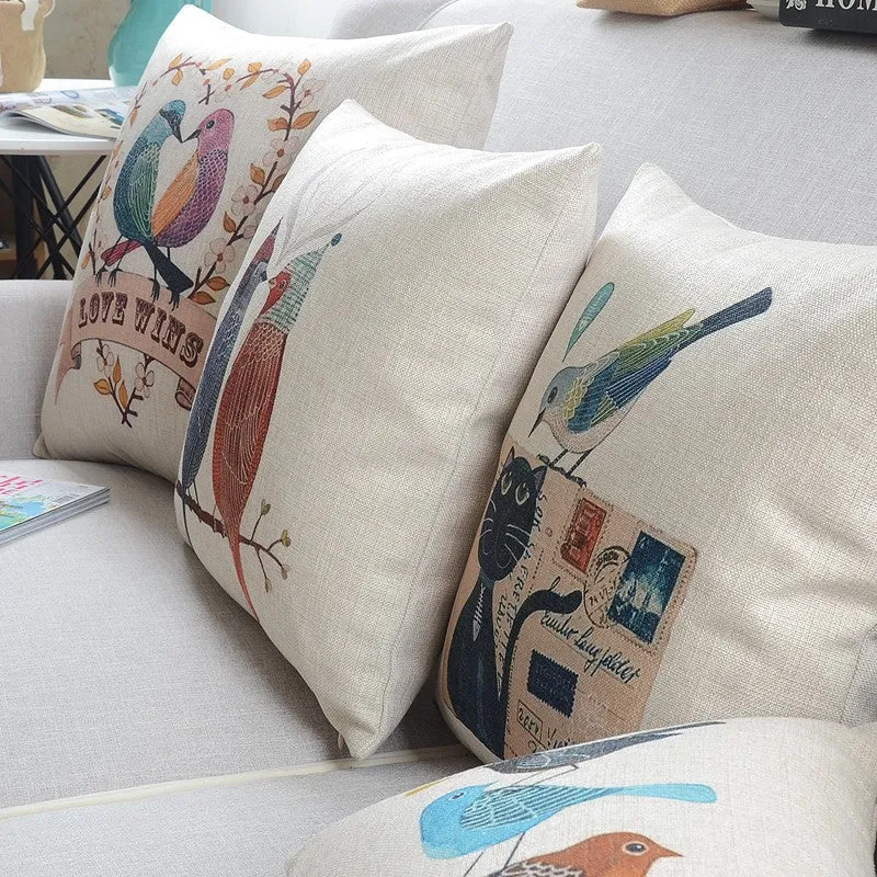 Singing Birds Decorative Throw Pillows, Love Birds Throw Pillows for Couch, Modern Sofa Decorative Pillows for Children's Room, Decorative Pillow Covers