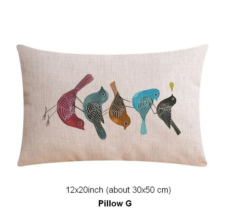 Singing Birds Decorative Throw Pillows, Love Birds Throw Pillows for Couch, Modern Sofa Decorative Pillows for Children's Room, Decorative Pillow Covers