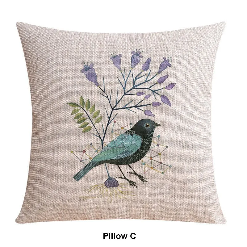 Singing Birds Decorative Throw Pillows, Love Birds Throw Pillows for Couch, Modern Sofa Decorative Pillows for Children's Room, Decorative Pillow Covers
