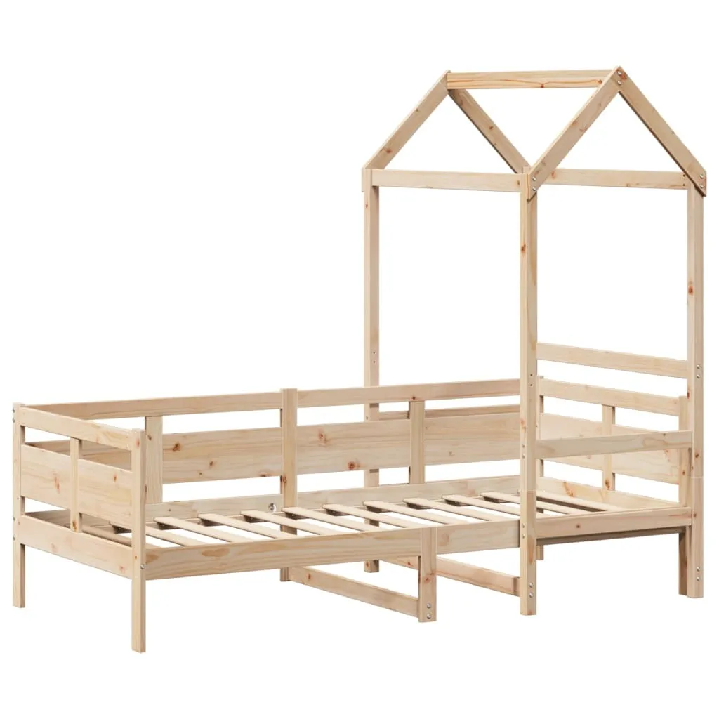 vidaXL Day Bed with Roof without Mattress 90x190 cm Single Solid Wood