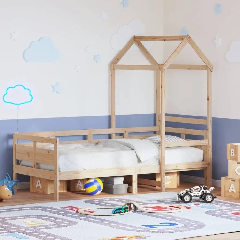 vidaXL Day Bed with Roof without Mattress 90x190 cm Single Solid Wood